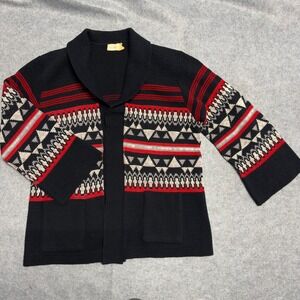 Vintage Lane Bryant Shawl Collar Cardigan Sweater Geometric Fair Isle 2X